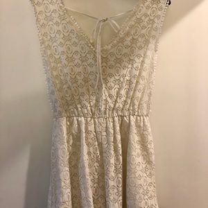 White lace tie-back romper